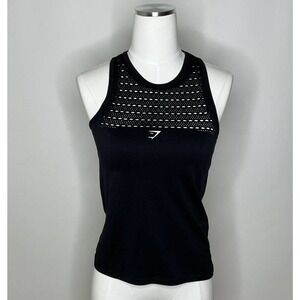 Gymshark Size XS Energy Seamless Loose Tank, Color Black, Laser Cut Out, Logo